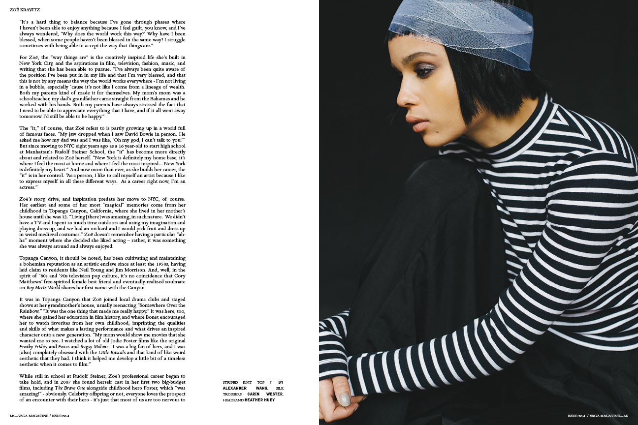 Zoe Kravitz for VAGA magazine editorial